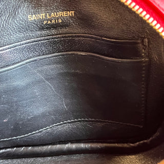 SAINT LAURENT Mini Blogger Red Leather Crossbody Bag