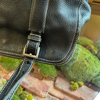 PRADA Vintage Vitello Daino Black Leather Shoulder Bag
