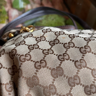 GUCCI Jockey GG Brown Monogram Canvas Hobo Bag
