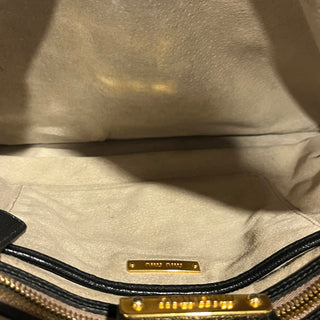 MIU MIU Madras Black Goatskin Tote Bag