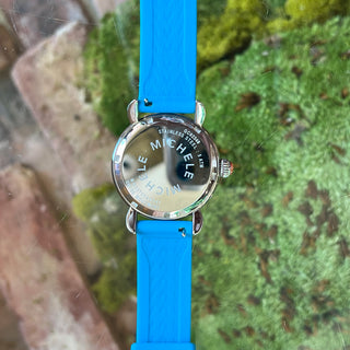 MICHELE CSX Grand Carousel Stainless Steel Blue Silicone Band Watch