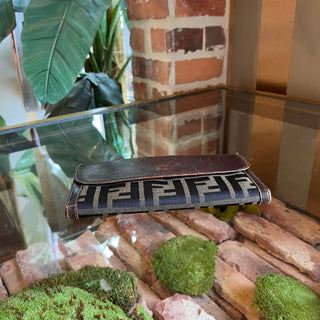 FENDI Sas Brown Vinatge Zucca Canvas Wallet