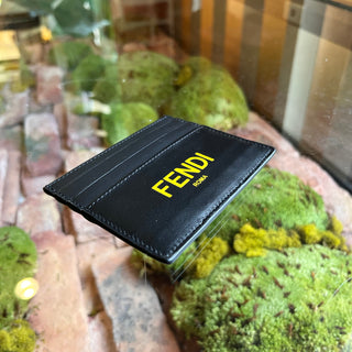 FENDI Black Leather Logo Card Holder