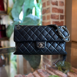 CHANEL Burgundy Rocks Small Flap Black Quilted Sheepskin Leather Shoulder Bag