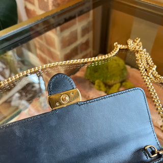 GUCCI Black GG Embossed Leather Interlocking G Wallet on Chain