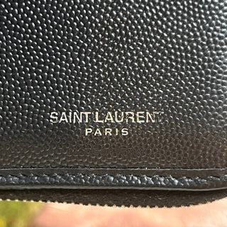 SAINT LAURENT Cassandre Matelassé Black Leather Snap Wallet