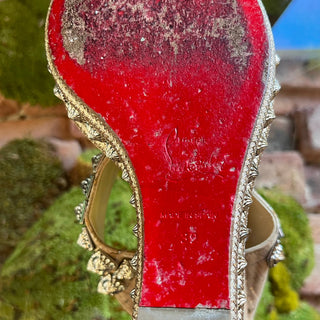 CHRISTIAN LOUBOUTIN Silver Studded Platform Wedges Heels SZ 39 (US 9)