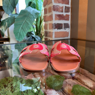 HERMES Oran Terracotta Calfskin Bandana Astrologie Sandals SZ39.5(9.5US)