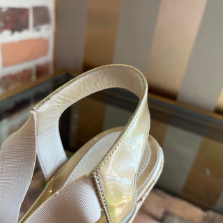 Fendi Patent Leather Elastic Accent Cork Sandals 37.5(7.5US)