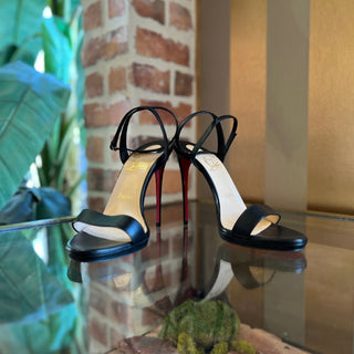 LOUBOUTIN Black Leather Strappy Heels SZ 39.5 (US SZ 9.5)