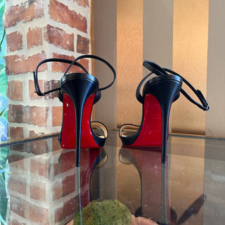 LOUBOUTIN Black Leather Strappy Heels SZ 39.5 (US SZ 9.5)