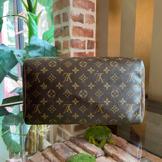 LOUIS VUITTON Speedy 30 Brown Monogram Canvas Satchel Bag