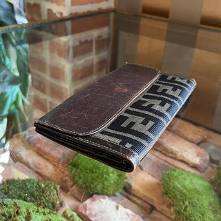 FENDI Sas Brown Vinatge Zucca Canvas Wallet