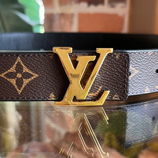 LOUIS VUITTON LV Initiales Reversible Coated Canvas Belt SZ 95/38