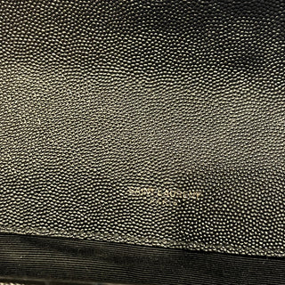SAINT LAURENT Triquilt Large Black on Black Grain De Poudre Leather Shoulder Bag