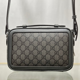 GUCCI Small Ophidia Black Graphite Grey GG Supreme Monogram Top Handle Bag