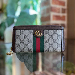 GUCCI Ophidia GG Supreme Monogram Canvas Zip-Around Wallet