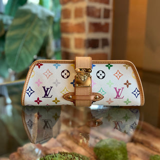 LOUIS VUITTON Shirley Pochette White Multicolor Monogram Canvas Clutch