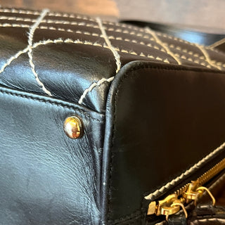 CHANEL Surpiqué Wild Stitch Black Calfskin Leather Tote
