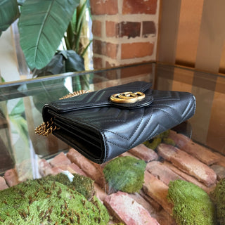 GUCCI Black Marmont Chevron Matelasse Crossbody