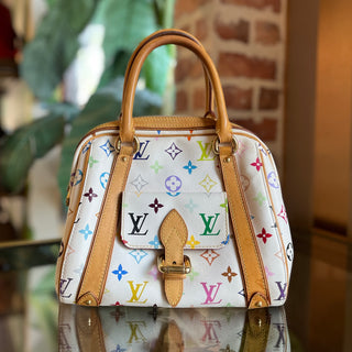 LOUIS VUITTON Priscilla White Monogram Multicolore Canvas Satchel Bag
