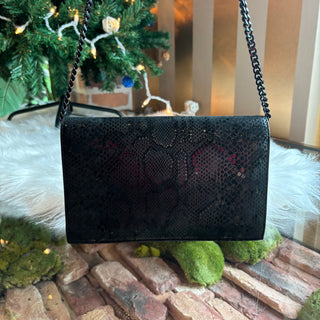 SAINT LAURENT Snake Effect Monogram Kate Wallet on Chain