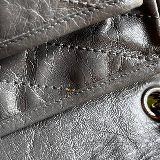 SAINT LAURENT Medium Niki Grey Quilted Crinkled Leather Shoulder Bag