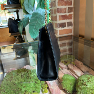 SALVATORE FERRAGAMO Vintage Black Leather Chain Clutch