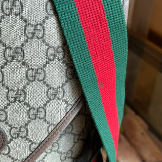 GUCCI Neo Vintage Medium GG Supreme Monogram Web Flap Crossbody