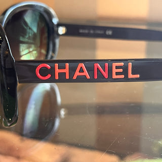 CHANEL 5138 Orange Logo Brown Acetate Round Sunglasses
