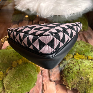 PRADA Triangle Double Symbol Mini Jacquard Leather Shoulder Bag