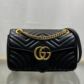 GUCCI GG Marmont Black Calfskin Matelassé Shoulder Bag