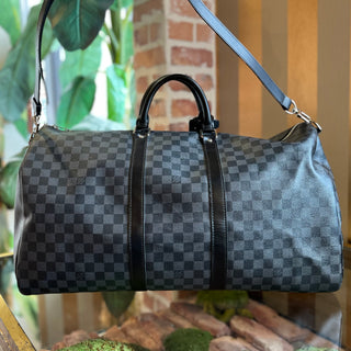 LOUIS VUITTON Keepall Bandouliere 55 Damier Graphite Canvas Duffel Bag