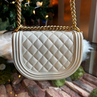 CHANEL White Caviar Messenger Bag