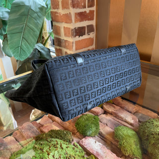FENDI Charm Black Zucchino Canvas Vintage Tote