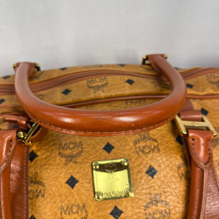 MCM Cognac Visetos Monogram Canvas Duffle Bag