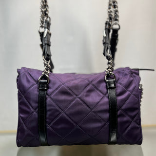 PRADA Impunture Purple Tessuto Quilted Chain Shoulder Bag and Wallet