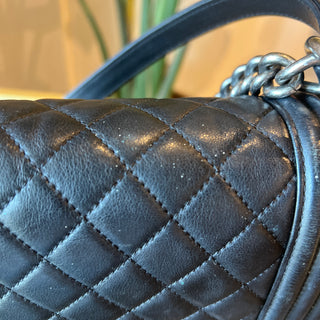CHANEL Lambskin Quilted Medium Boy Flap Black