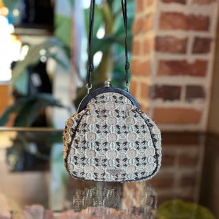PRADA Mini Beige Metallic Brocade Evening Bag