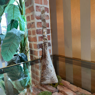 BRAHMIN Esme Gold Croc Embossed Leather Shoulder Bag