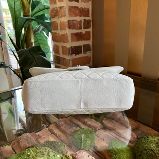 CHANEL Jumbo White Caviar Leather Single Flap Shoulder Bag
