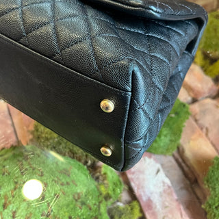 CHANEL Black Caviar Leather Top Handle Bag