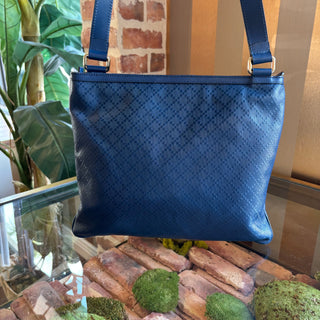 GUCCI Blue Diamante Leather Messenger Bag