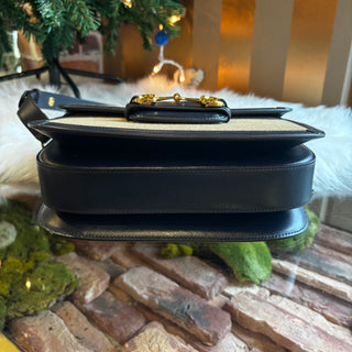 GUCCI 1955 Horsebit Canvas Shoulder Bag