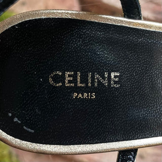 CELINE Metallic Gold/Silver Lambskin Triomphe Sandals SZ 36.5 (US 6.5)