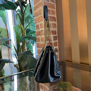 SAINT LAURENT Nolita Black Grain De Poudre Shoulder Bag