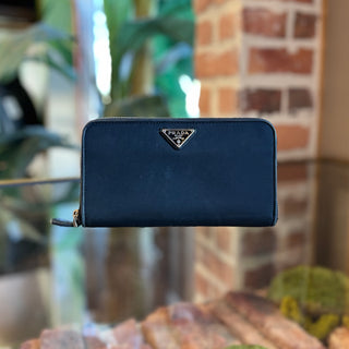 PRADA Black Nylon Zip Around Wallet