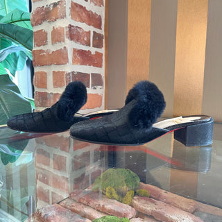 LOUBOUTIN Black Calf Hair Fur Loafers SZ 38.5 (US 8.5)