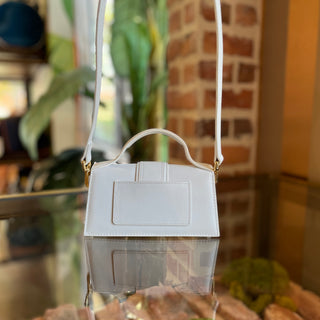 JACQUEMUS Le Bambino Small White Calfskin Leather Flap Bag