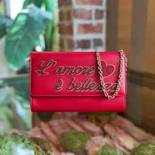 DOLCE & GABBANA L'Amore e Bellezza Red Leather Crossbody Bag